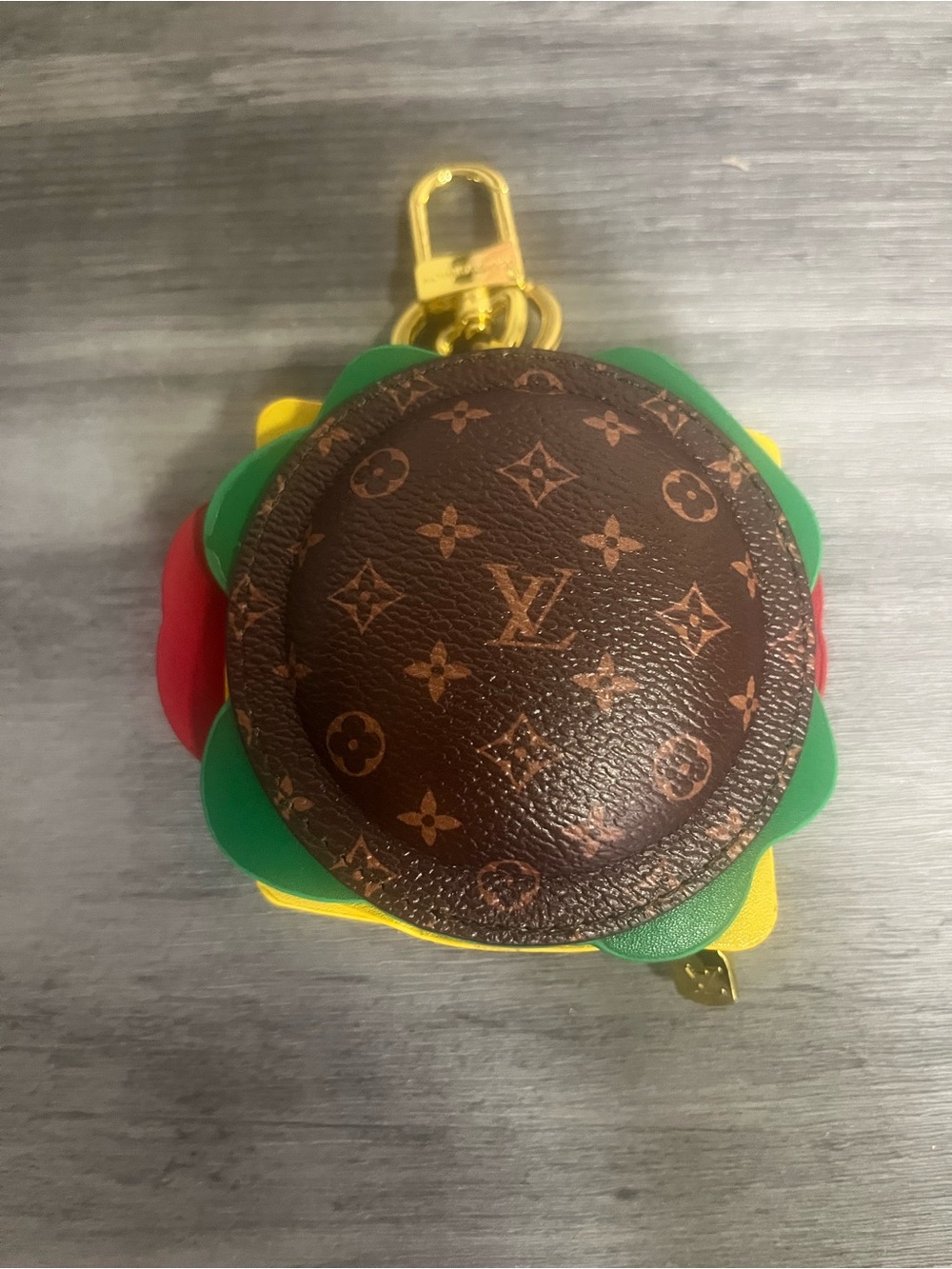 Hamburger Monogram Bag Charm Key Chain Pouch - Picture 2 of 5